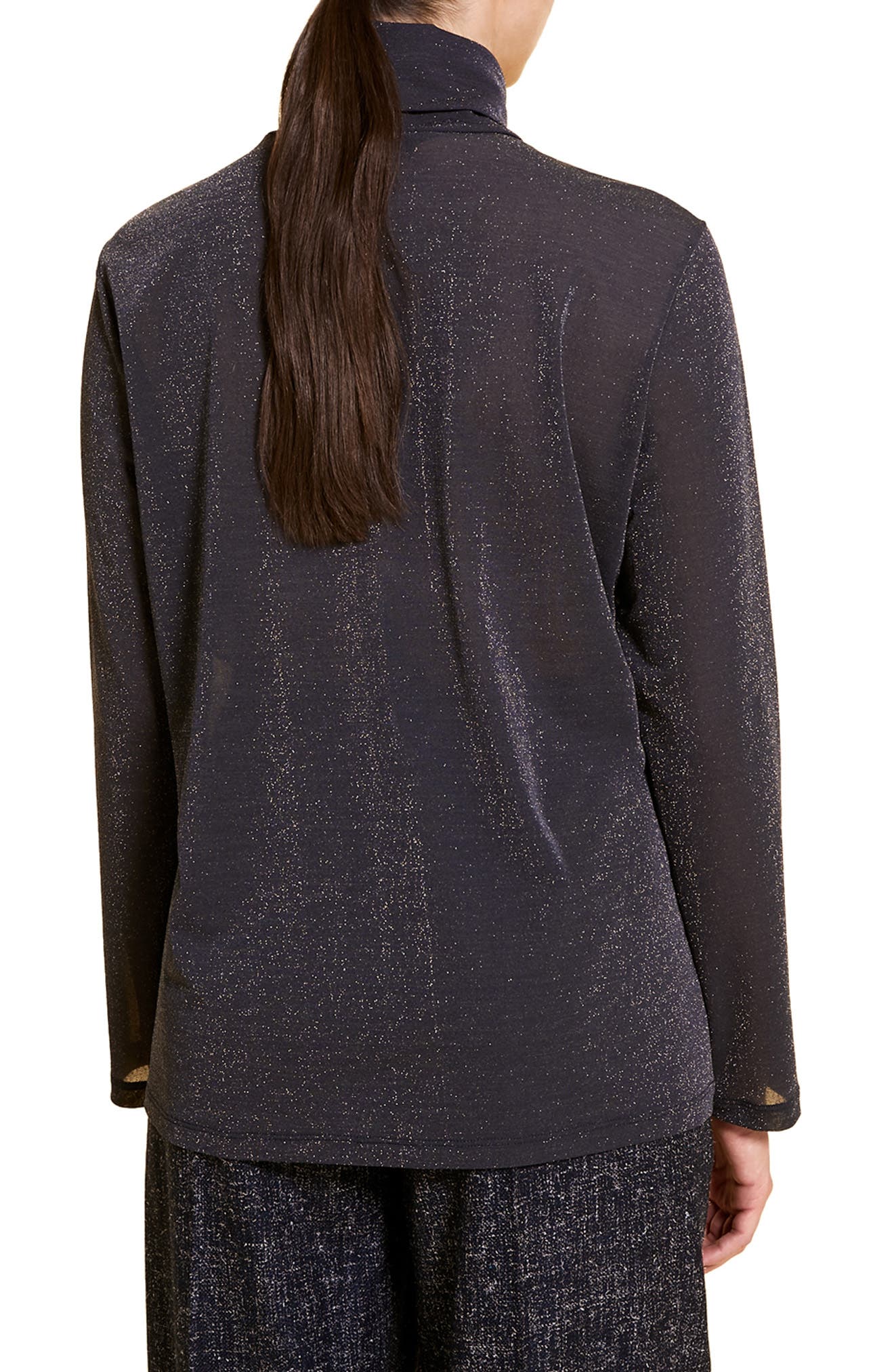 Russia Metallic Turtleneck Jersey Top - image 2