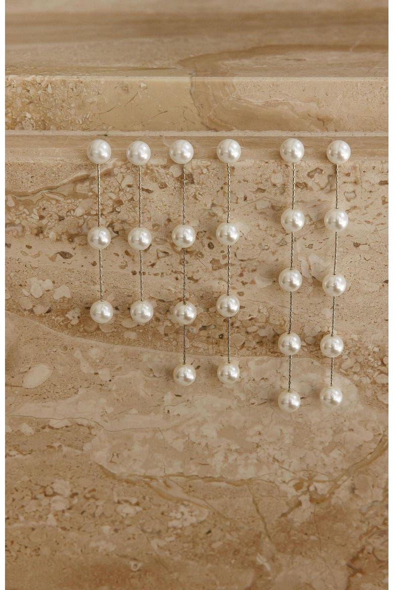 Luna Pearl Drop Earrings, Alternate, color, Silver