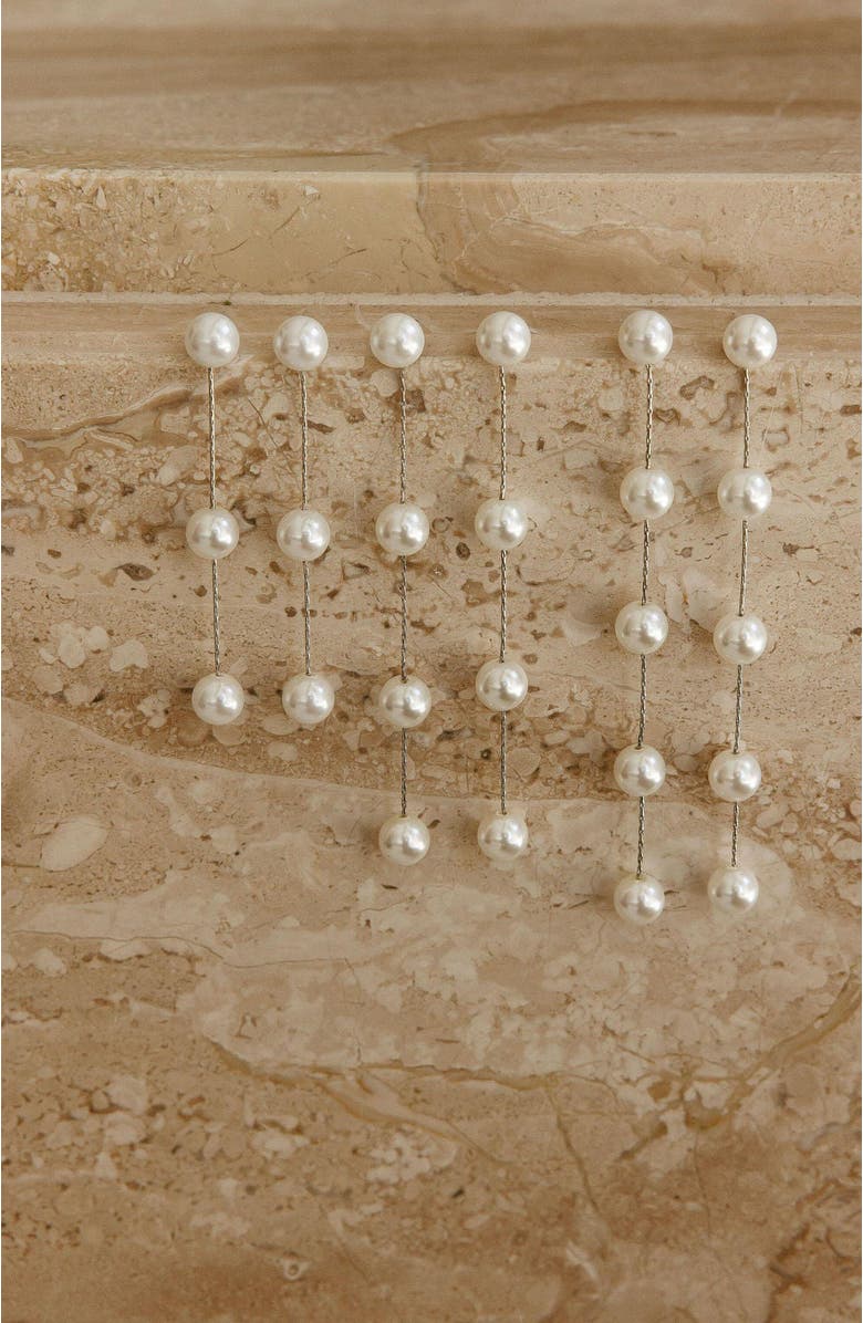 Untamed Petals Luna Pearl Drop Earrings, Alternate, color, Silver