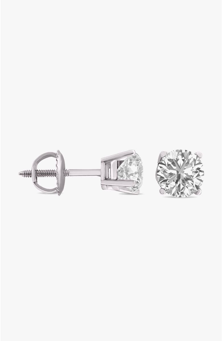 SEREIA OFFICIAL 14K Gold Halo Lab Diamond 4 Carats Earrings, Alternate, color, White Gold