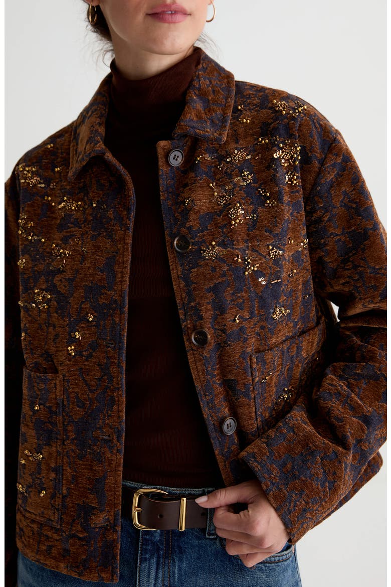 Bailey Beaded Jacquard Jacket, Alternate, color, BRONZE BEAT