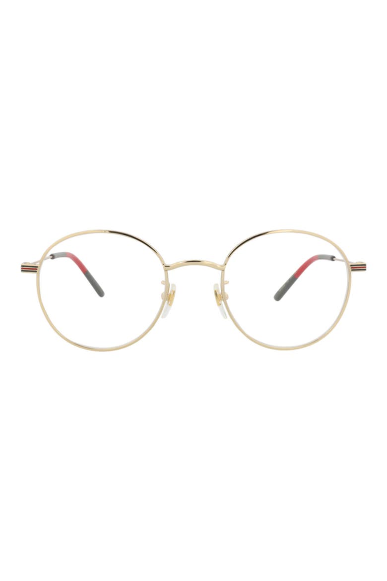 52mm Round Optical Glasses, Main, color, GOLD GOLD TRANSPARENT