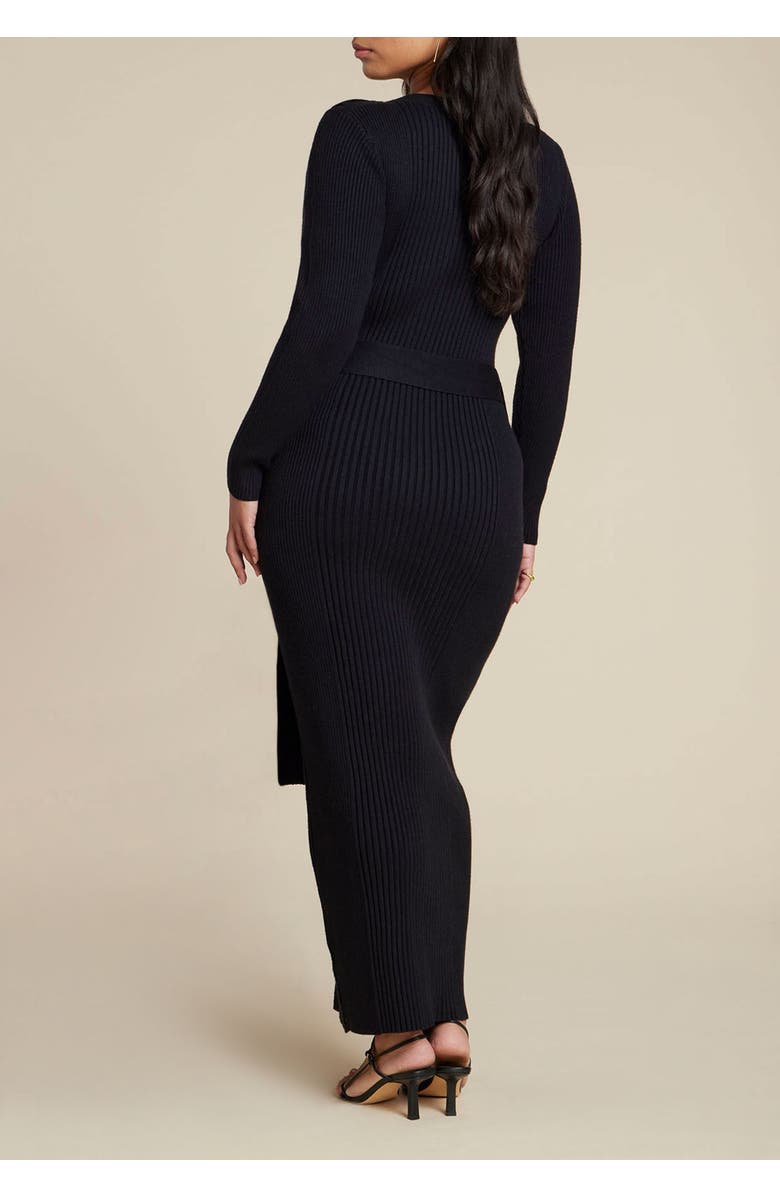ELOQUII Multi Rib Maxi Sweater Dress, Alternate, color, Black Onyx