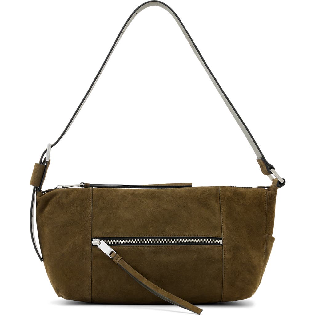 Allsaints Vega Suede Shoulder Bag In Green
