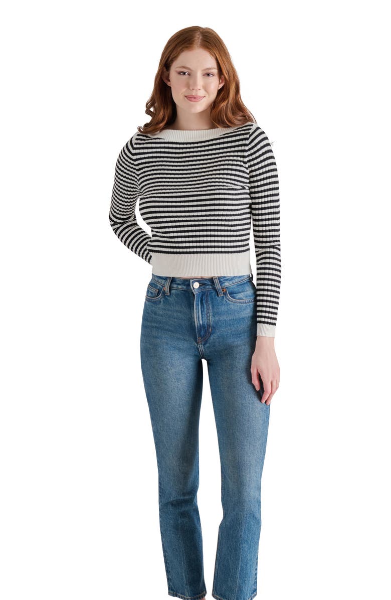 Steve Madden Stripe Boat Neck Sweater, Alternate, color, Ivory Stripe