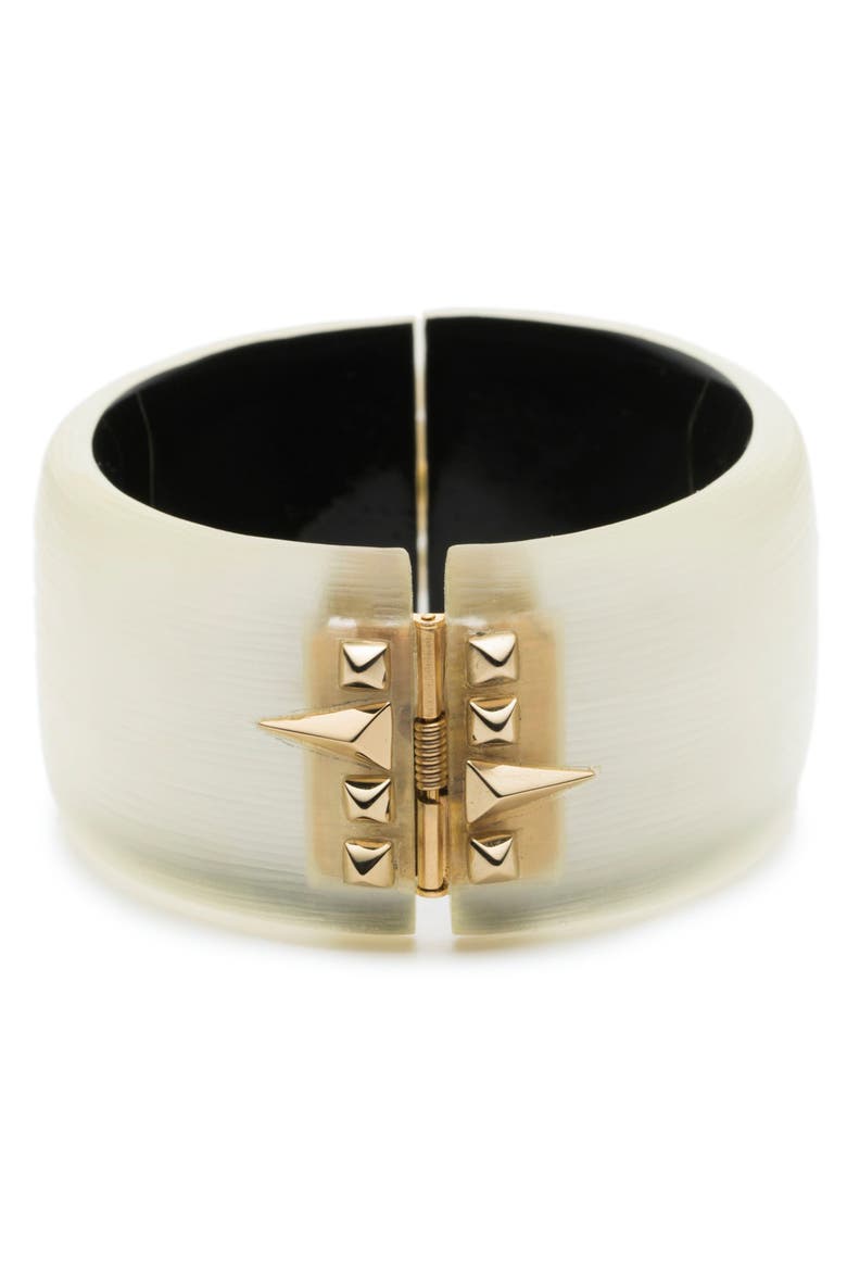 Golden Studded Hinge Bangle, Alternate, color, SILVER