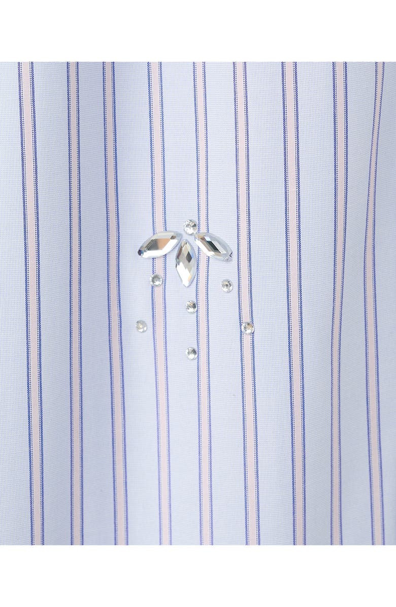 MANGO Crystal Embellished Stripe Drawstring Pants, Alternate, color, Sky Blue