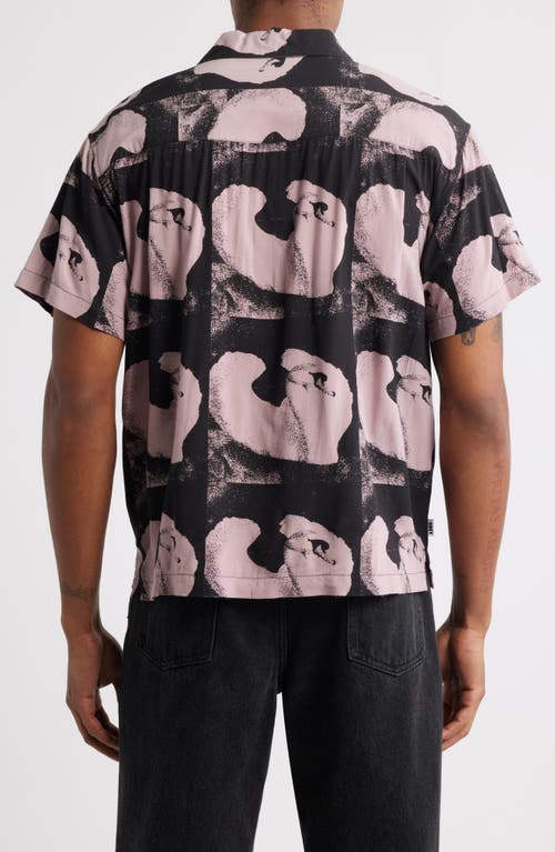 Obey Ambre Abstract Print Camp Shirt In Black