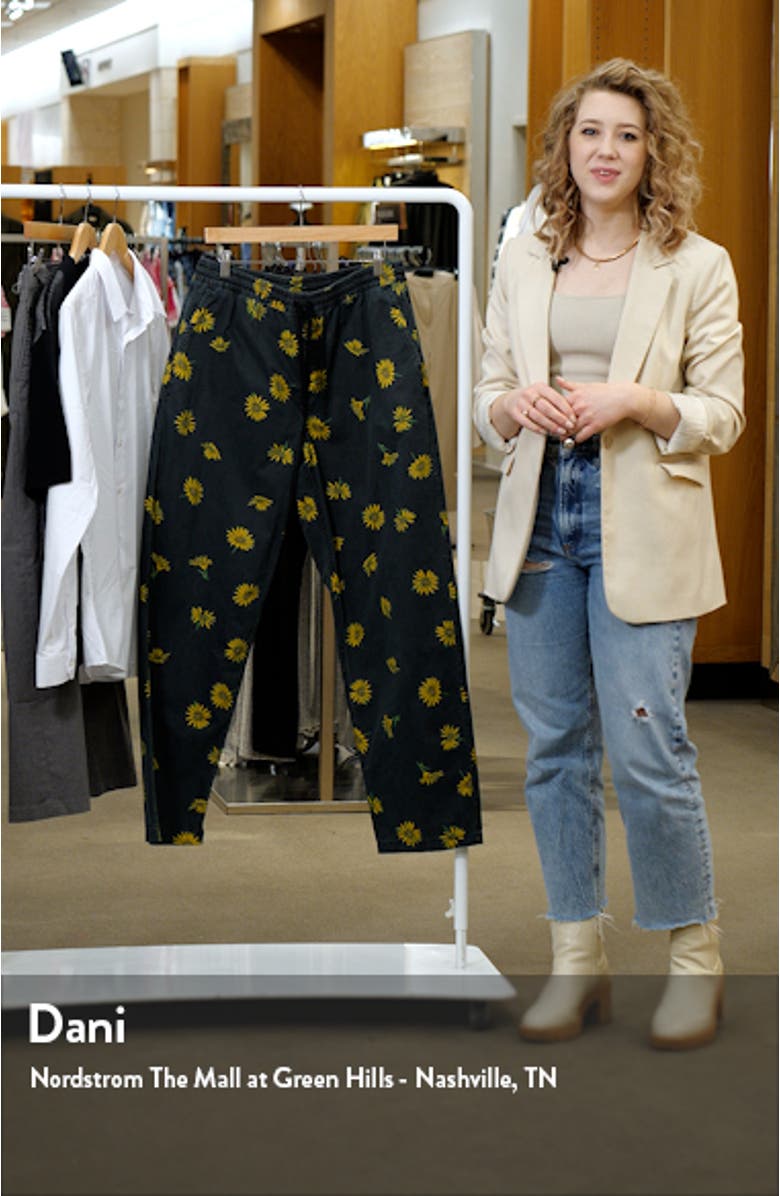 Range Dandelion Print Baggy Tapered Elastic Waist Pants, sales video thumbnail