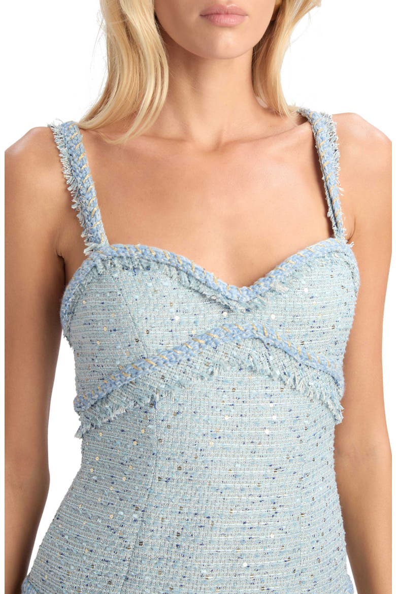 Elina Sequin Fringe Bouclé Minidress, Alternate, color, BLUE BOUCLE