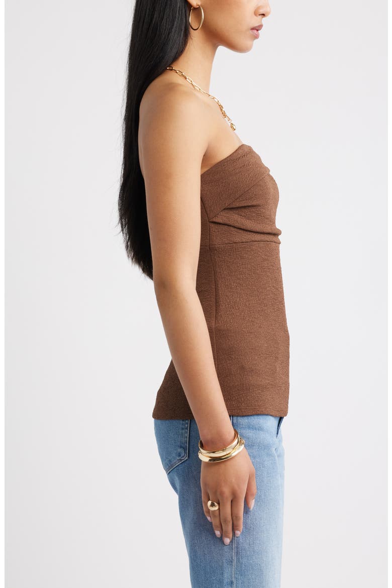 Puckered Crepe Bandeau Top, Alternate, color, BROWN TERRA