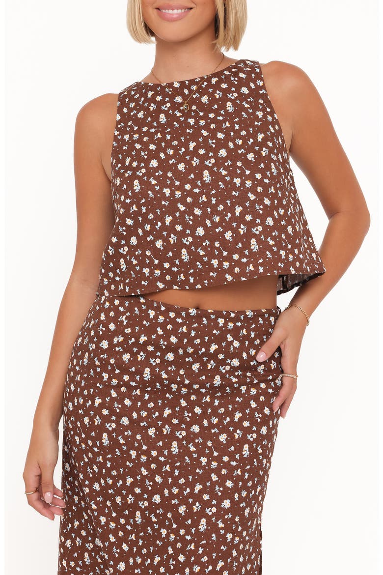 Madison Floral Crop Tank, Main, color, BROWN FLORAL