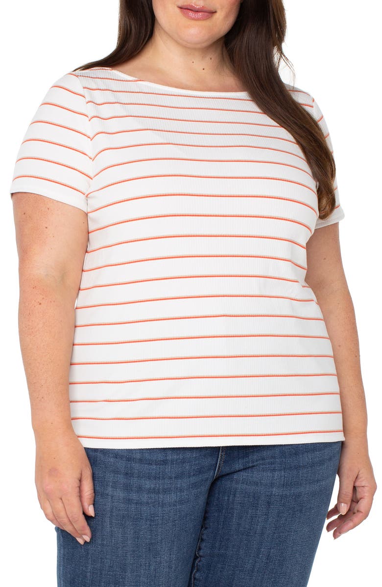 Liverpool Los Angeles Stripe Boat Neck T-Shirt, Main, color,