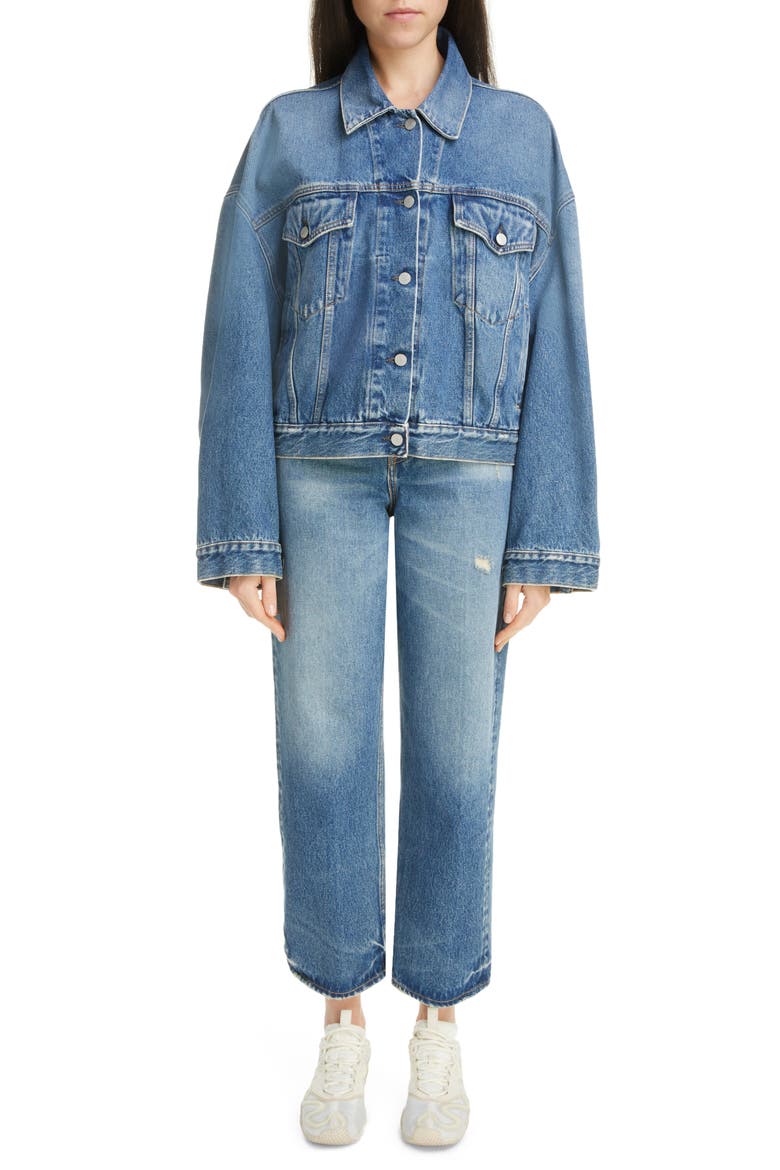 Morris Denim Trucker Jacket, Alternate, color, MID BLUE