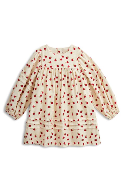 Kids' Puff Sleeve Corduroy Dress