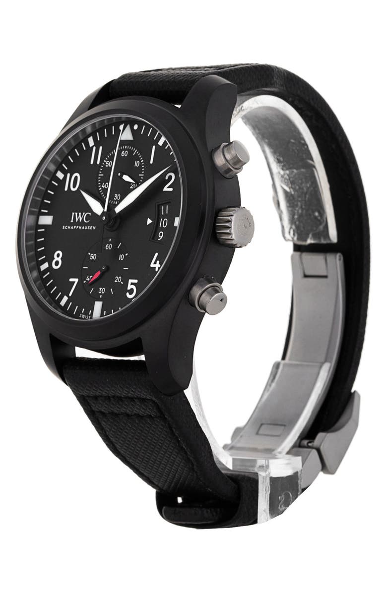 Watchfinder & Co. IWC Preowned 2015 Pilot's IW388007 Webbing Strap Double Chronograph Watch, 46mm, Alternate, color, Black