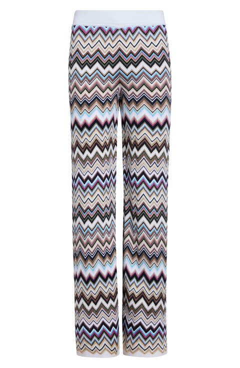 Zigzag Knit Straight Leg Pants