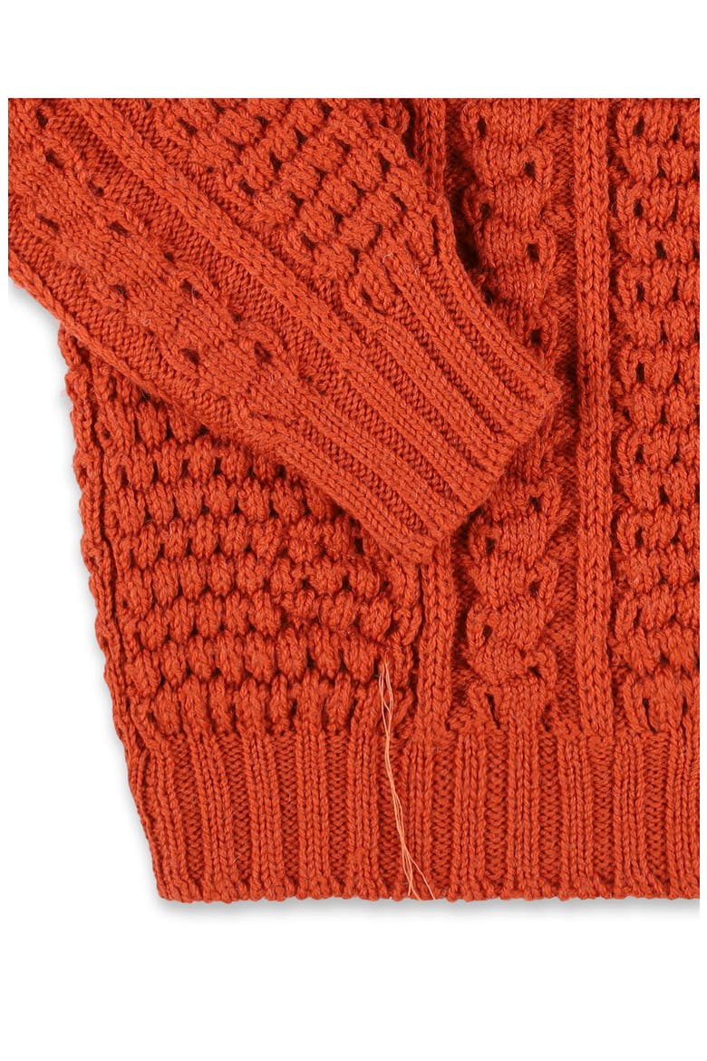 Aston Cable Knit Wool Crewneck Sweater, Alternate, color, Orange