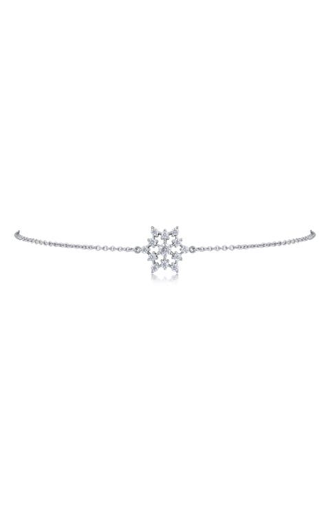 Cubic Zirconia Snowflake Station Anklet