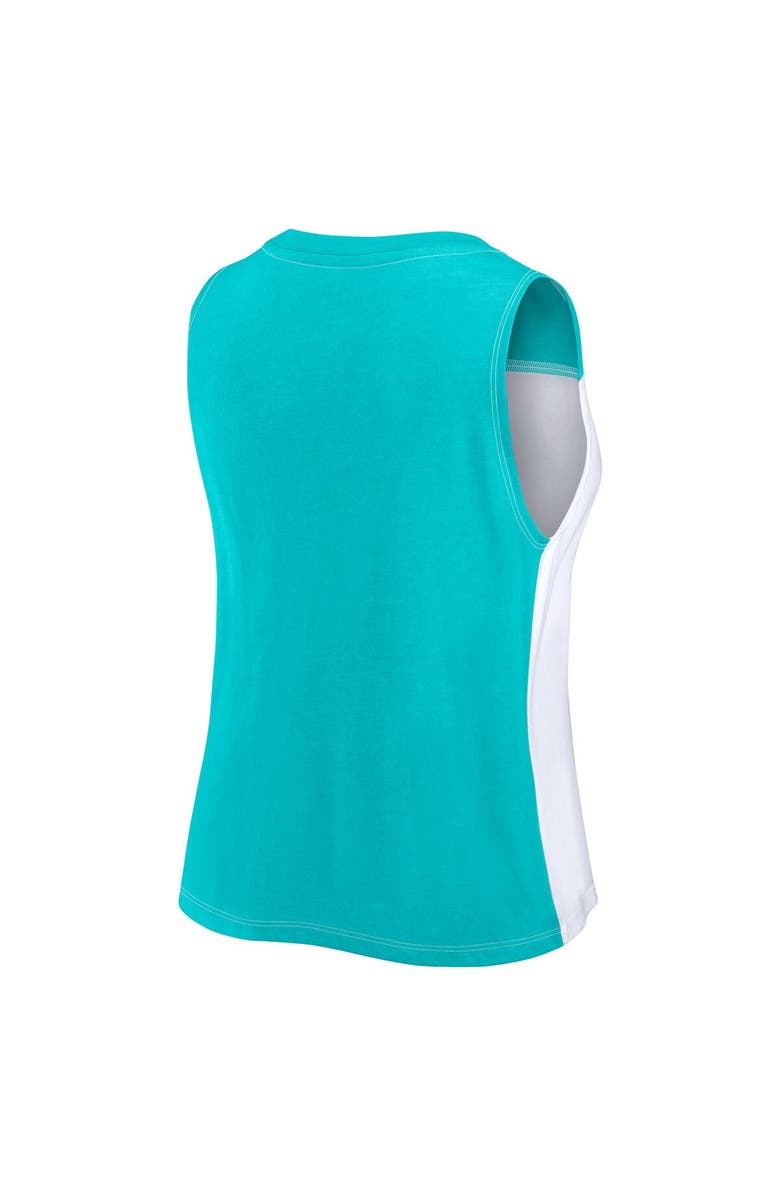 FANATICS Women's Fanatics Branded Aqua/White Miami Dolphins Script Color Block Tank Top, Alternate, color, Aqua