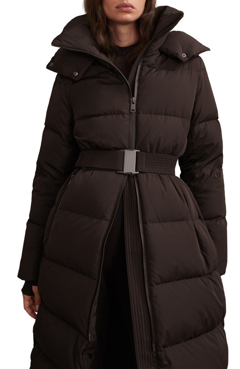 Reiss Colette Quilted Longline Puffer Jacket, Alternate, color, Chocolate Brown
