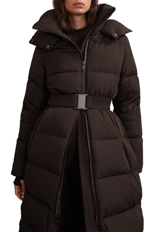 Reiss Colette Quilted Longline Puffer Jacket In Brown