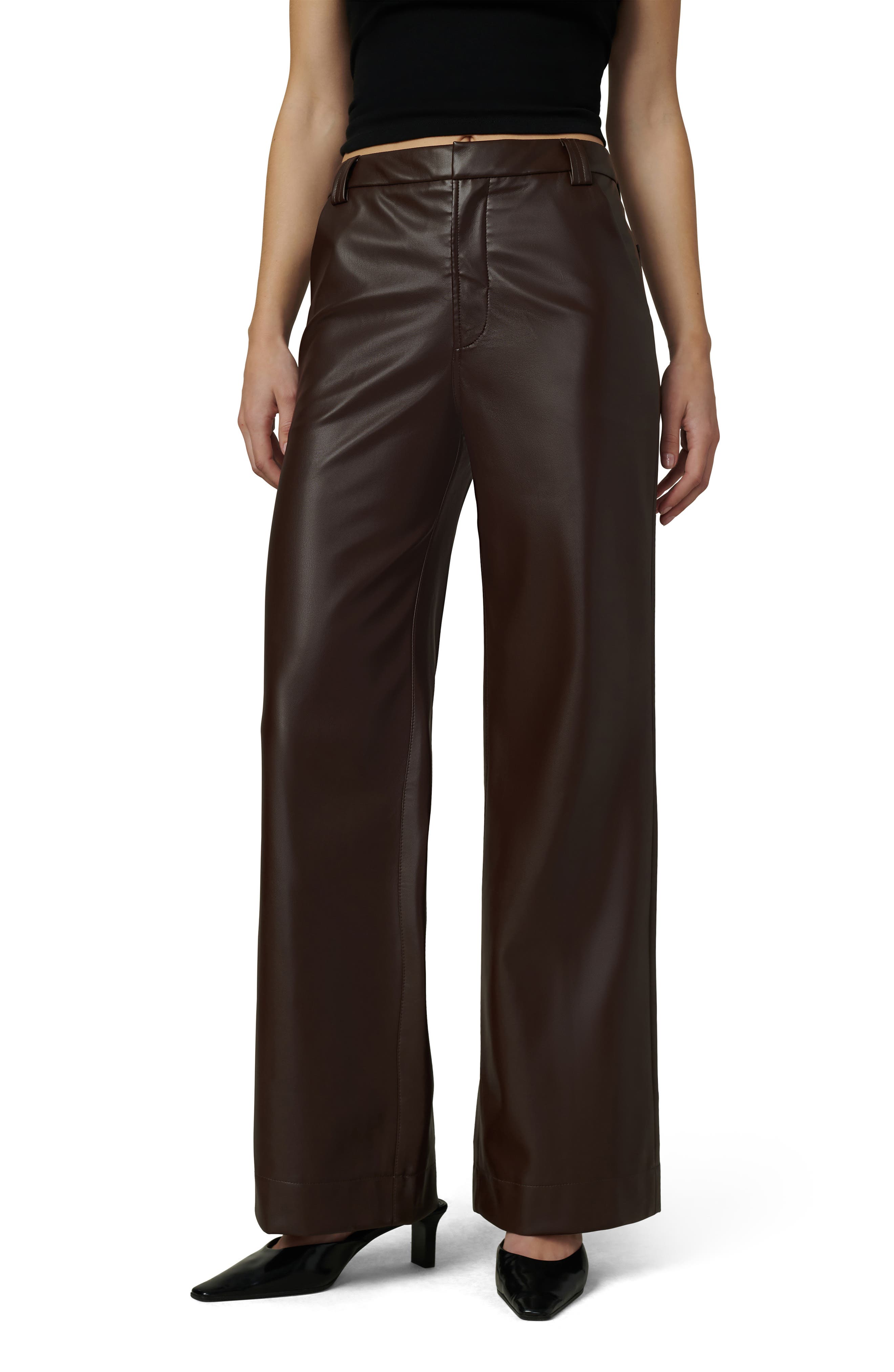 The Mia High Waist Faux Leather Wide Leg Jeans