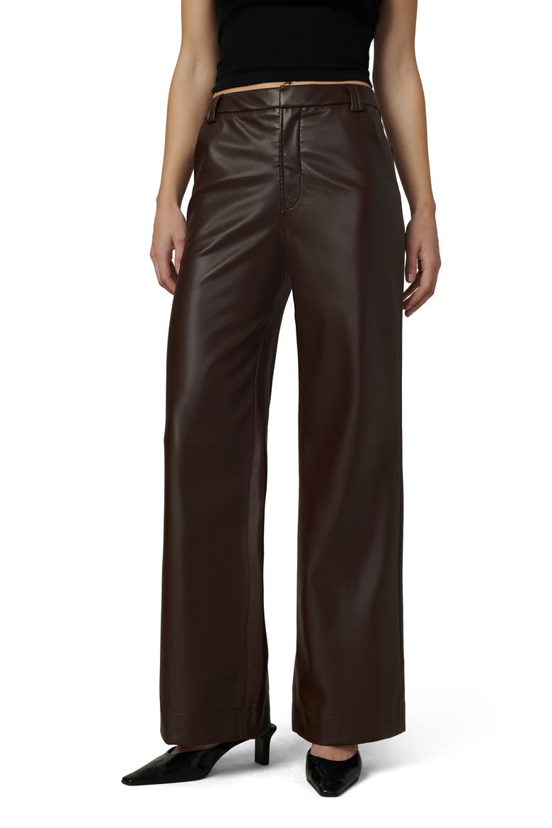 The Mia High Waist Faux Leather Wide Leg Jeans, Main, color, COFFEE BEAN