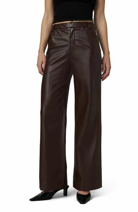 The Mia High Waist Faux Leather Wide Leg Jeans