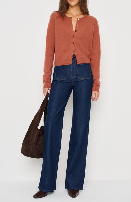 Reformation Clara Cashmere Crew Cardigan In Brown