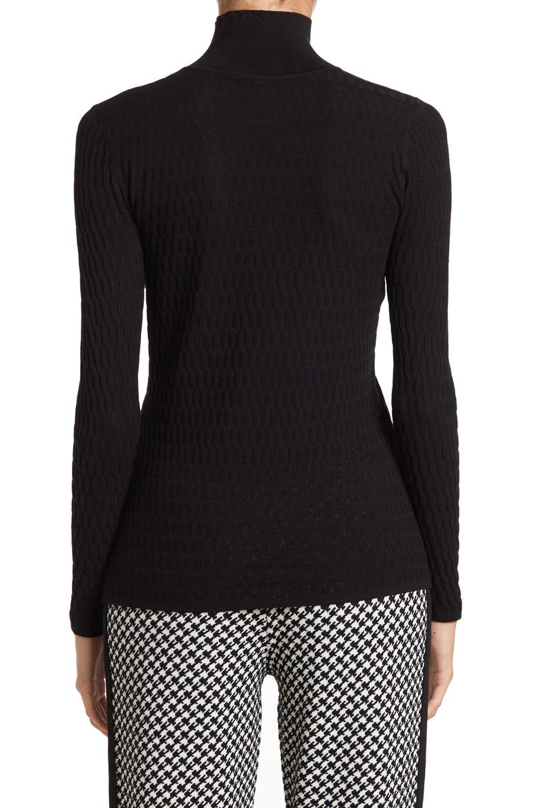 Mock Neck Pointelle Knit Top, Alternate, color, BLACK