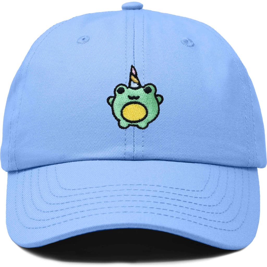 Dalix Froggy Unicorn Embroidered Cap In Light Blue