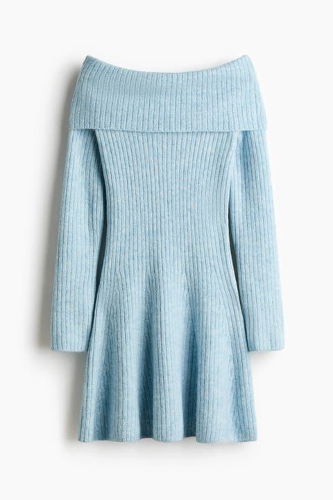 Rib-knit Off-the-shoulder Dress