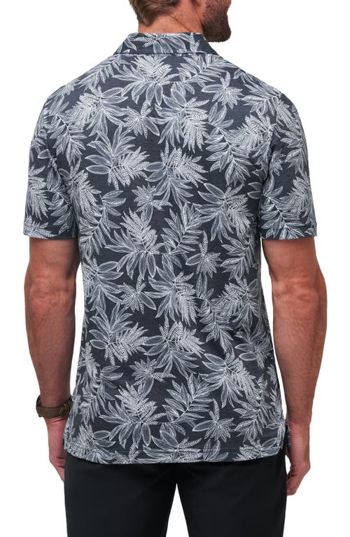 Travismathew Sea Journey Leaf Print Stretch Polo In Total Eclipse