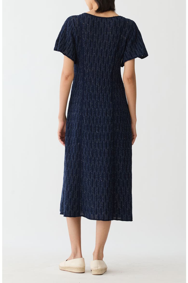 Textured Lace Stuch Sequin Knit Dress, Alternate, color, INK METALLIC