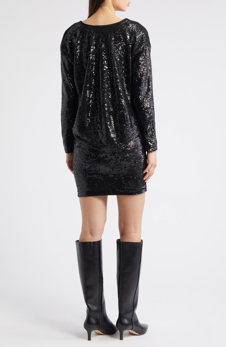 BOSS Ebiba Sequin Long Sleeve Dress, Alternate, color, Black