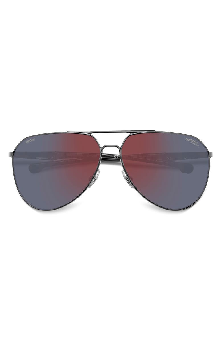 Carrera Eyewear x Ducati Carduc 67mm Oversize Aviator Sunglasses, Alternate, color, Black/ Red Mirror Polar
