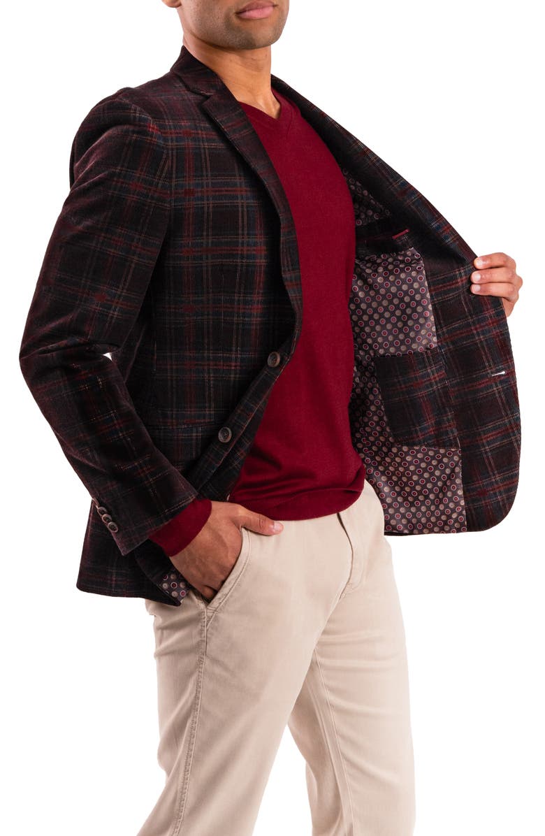 SAVILE ROW CO Brown Plaid Corduroy Sport Coat, Alternate, color, Brown