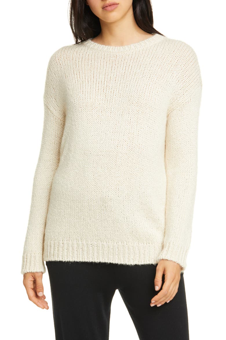 Wool Blend Crewneck Box Top Sweater, Main, color, SOFT WHITE