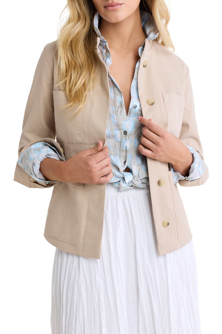 Twill Barn Jacket, Main, color, WHITE PEPPER