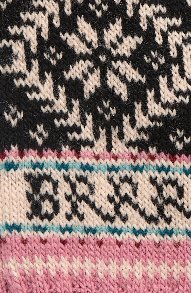 FRENCH KNOT Fleece Lined Nordic Wool Mittens, Alternate, color, Black