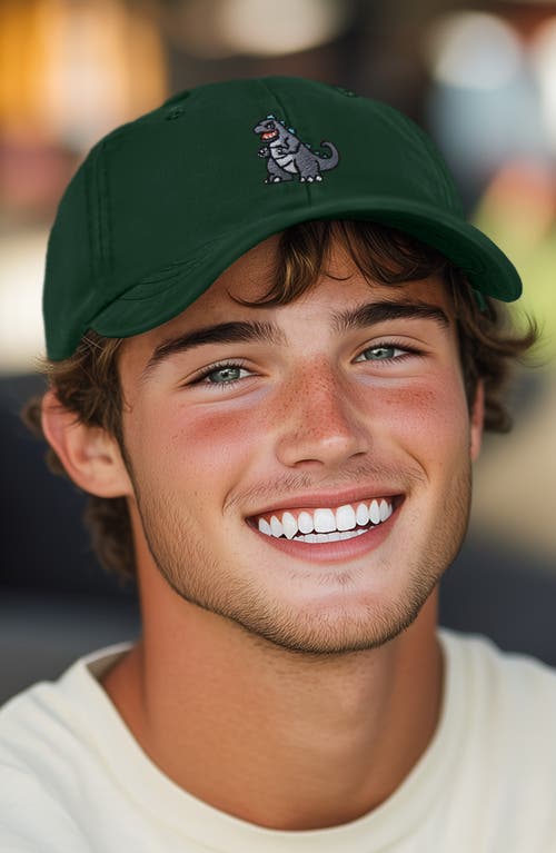Dalix Giant Lizard Embroidered Dad Hat In Dark Green