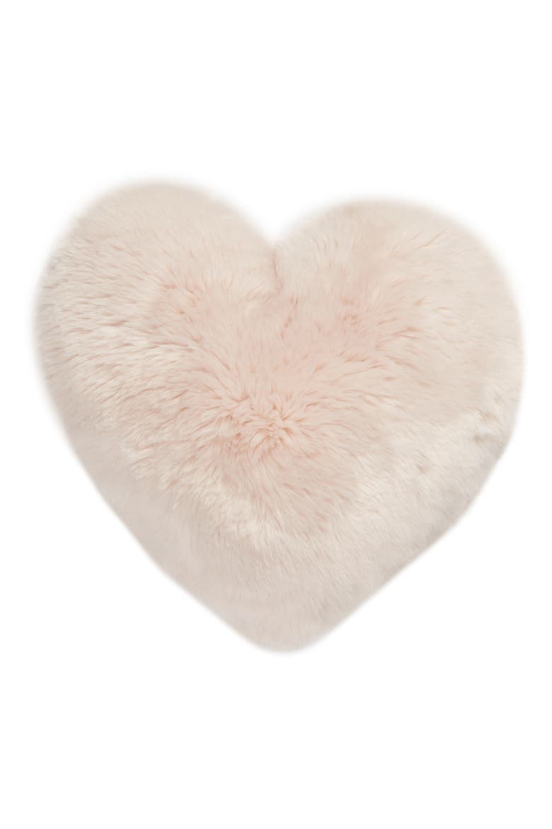 Cuddle Up Faux Fur Heart Accent Pillow, Main, color, PINK FROSTY