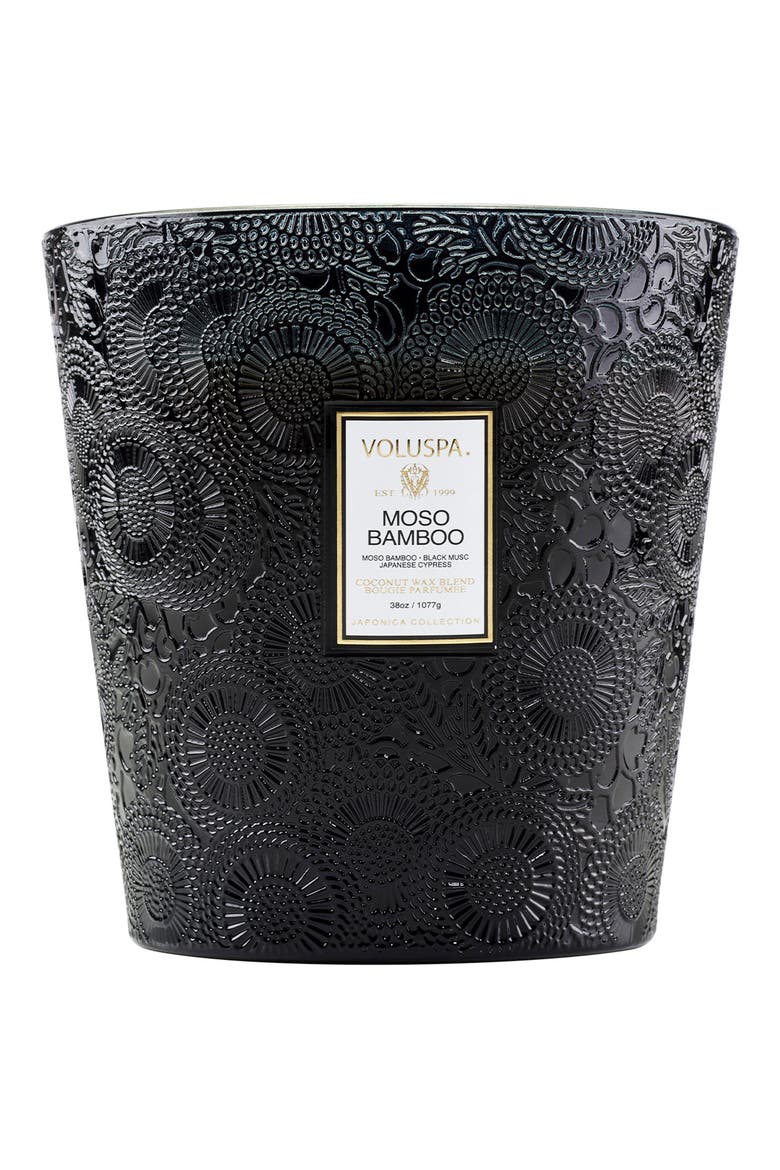 Moso Bamboo Three-Wick Hearth Candle, Alternate, color, NO COLOR