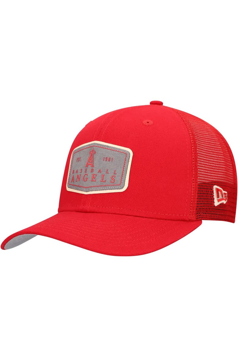 Men's New Era Red Los Angeles Angels Labeled 9SEVENTY Stretch-Snap Adjustable Hat, Main, color, Red