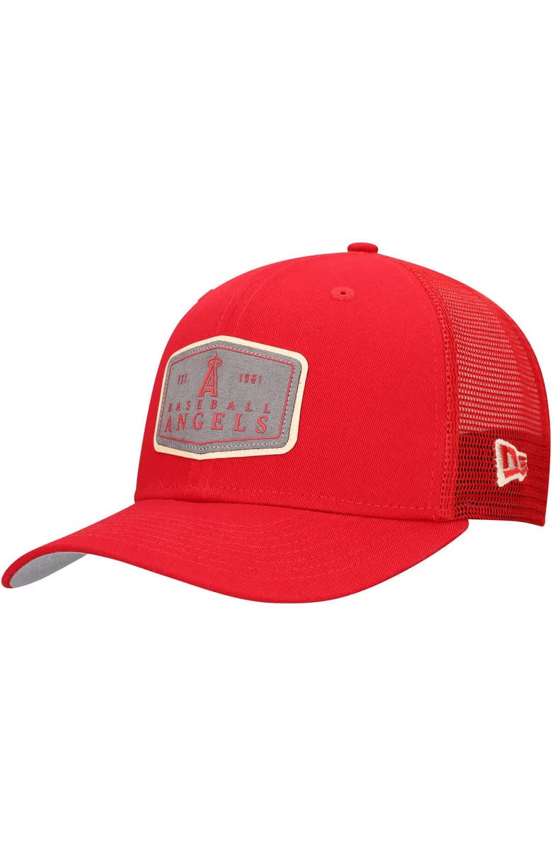 New Era Men's New Era Red Los Angeles Angels Labeled 9SEVENTY Stretch-Snap Adjustable Hat, Main, color, Red