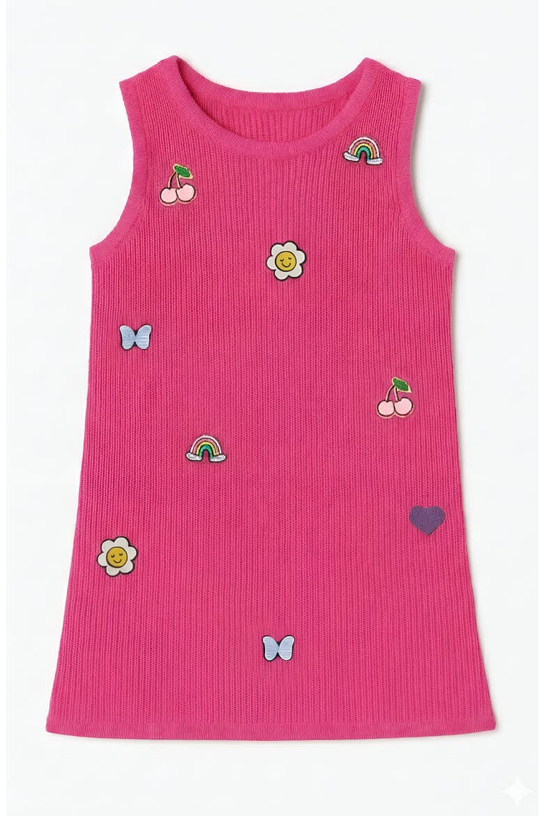 Crochet Knit Summer Shift Dress, Main, color, Fuschia