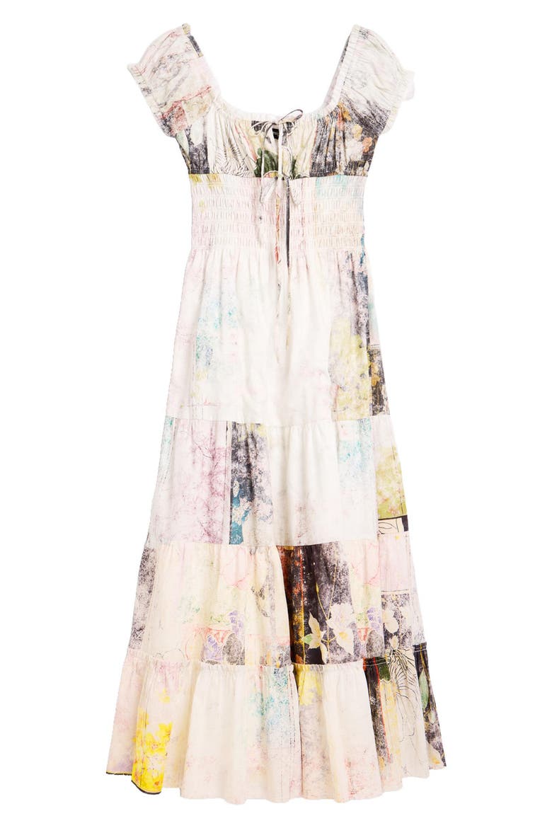 Tiered Cotton Dress, Alternate, color, IVORY MULTI