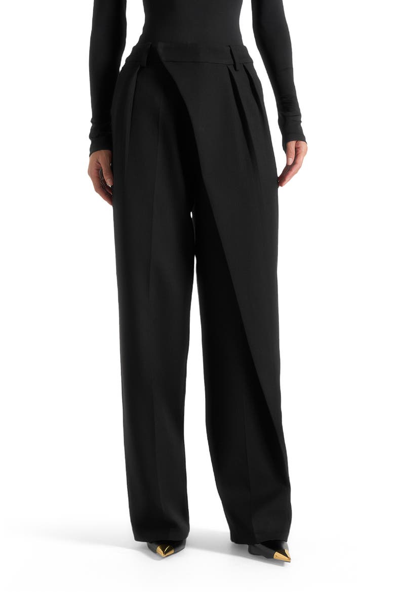 Colette Tailored Wrap Pleat Trousers, Alternate, color, Black