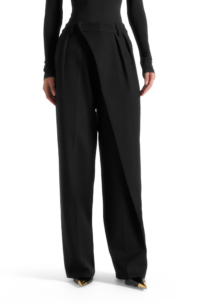 Manière De Voir Colette Tailored Wrap Pleat Trousers, Alternate, color, Black